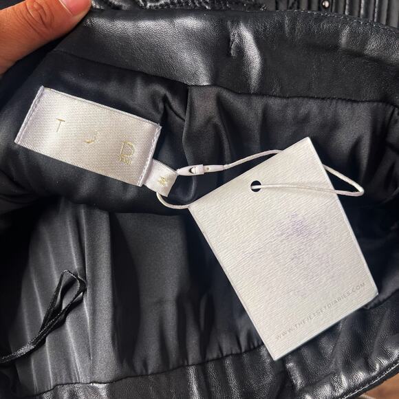 New The Jetset Diaries Black Medium Studded Lamb Leather Mini Skirt Exposed Zip - Picture 10 of 10